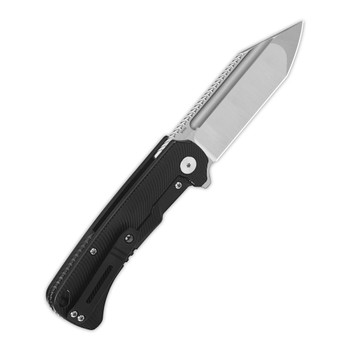 QSP Rhino Frame Lock Folding Knife Black Titanium Handle M390 Compound Plain Edge QS143-H