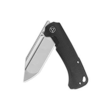 QSP Rhino Frame Lock Folding Knife Black Titanium Handle M390 Compound Plain Edge QS143-H