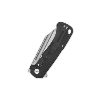 QSP Rhino Frame Lock Folding Knife Black Titanium Handle M390 Compound Plain Edge QS143-H