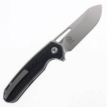 Two Sun Folding Knife Titanium/Carbon Fiber Handle M390 Plain Edge Stonewash Finish TS380-M390-StoneWash Two Sun Folding Knife Titanium/Carbon Fiber Handle M390 Plain Edge Stonewash Finish TS380-M390-StoneWash