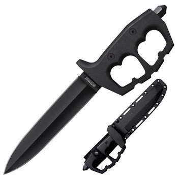 Cold Steel Chaos Double Edge Fixed Blade Knife Black Aluminum Handle SK-5 Spear Point Plain Black Blade 80NTP