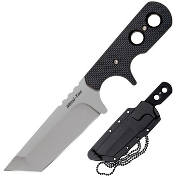 Cold Steel Mini Tac Fixed Blade Knife Black Griv-Ex Handle AUS8-A Tanto Plain Edge 49HTF