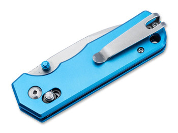 Boker Rockstub Folding Knife Blue Elox Aluminum Handle 440B Drop Point Plain Edge Stonewash Finish 01SC711
