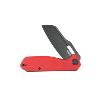 Kubey Atlas Liner Lock Folding Knife Red G10 Handle 14C28N Sheepsfoot Plain Edge Blackwash Finish KU328F