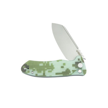 Kubey Creon Button Lock Folding Knife Camo G10 Handle AUS10 Plain Edge Beadblast Finish KU336J