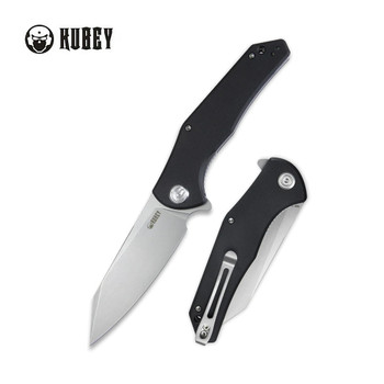 Kubey Flash Liner Lock Folding Knife Black G10 Handle AUS-10 Plain Edge Beadblast Finish KU158E