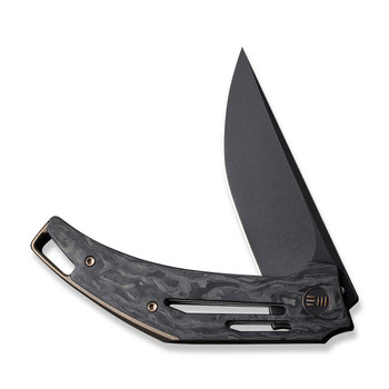 WE Speedliner Folding Knife Black Shredded Carbon Fiber Handle 20CV Drop Point Plain Edge Black Stonewash Finish WE22045B-2