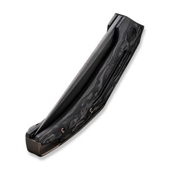 WE Speedliner Folding Knife Black Shredded Carbon Fiber Handle 20CV Drop Point Plain Edge Black Stonewash Finish WE22045B-2