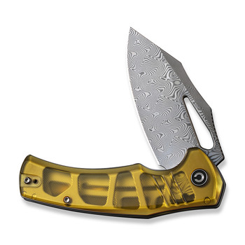 Civivi BullTusk Folding Knife Polished Ultem Handle Damascus Clip Point Plain Edge C23017-DS1 Civivi BullTusk Folding Knife Polished Ultem Handle Damascus Clip Point Plain Edge C23017-DS1