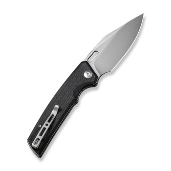 Sencut GlideStrike Folding Knife Black Canvas Micarta Handle Clip Point Plain Edge Satin Finish S23018-4