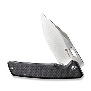 Sencut GlideStrike Folding Knife Black Canvas Micarta Handle Clip Point Plain Edge Satin Finish S23018-4
