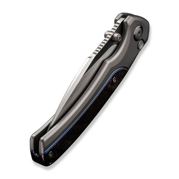 WE Ziffius Folding Knife Gray/Blue Titanium Handle 20CV Wharncliffe Plain Edge Hand Rubbed Satin Finish WE22024D-4