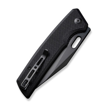Sencut GlideStrike Folding Knife Coarse Black G10 Handle 9Cr18MoV Clip Point Plain Black Blade S23018-1