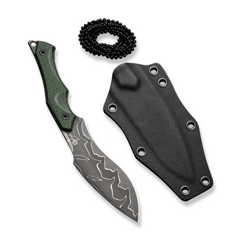 Civivi Vaquita II Fixed Blade Knife Green Canvas Micarta Handle Kukri Damascus Plain Edge C047C-DS2
