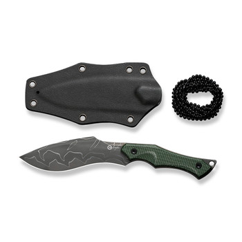 Civivi Vaquita II Fixed Blade Knife Green Canvas Micarta Handle Kukri Damascus Plain Edge C047C-DS2