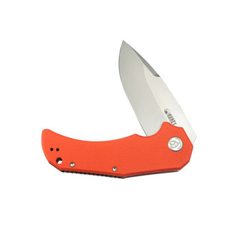 Kubey Bravo One Folding Knife Orange G10 Handle AUS-10 Drop Point Plain Edge Bead Blast Finish KU319B