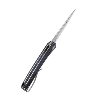 Kubey Merced Folding Knife Black G10 Handle AUS-10 Drop Point Plain Edge Bead Blast Finish KU345A