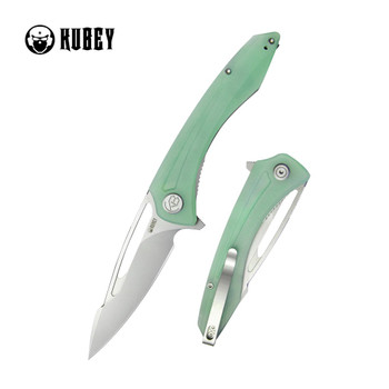 Kubey Merced Folding Knife Jade G10 Handle AUS-10 Drop Point Plain Edge Beadblast Finish KU345D Kubey Merced Folding Knife Jade G10 Handle AUS-10 Drop Point Plain Edge Beadblast Finish KU345D