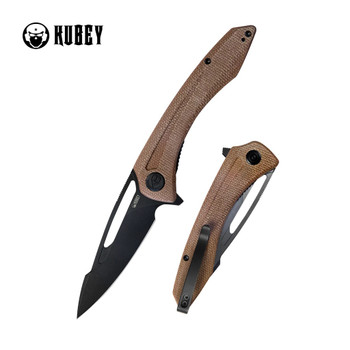 Kubey Merced Folding Knife Tan Micarta Handle AUS-10 Drop Point Plain Edge Blackwash Finish KU345E Kubey Merced Folding Knife Tan Micarta Handle AUS-10 Drop Point Plain Edge Blackwash Finish KU345E
