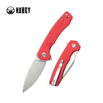 Kubey Calyce Folding Knife Red G10 Handle AUS-10 Drop Point Plain