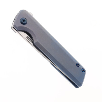 Kansept Anomaly Folding Knife Blue Orange Peel Titanium Handle S35VN Plain Edge Satin Finish K2038T3