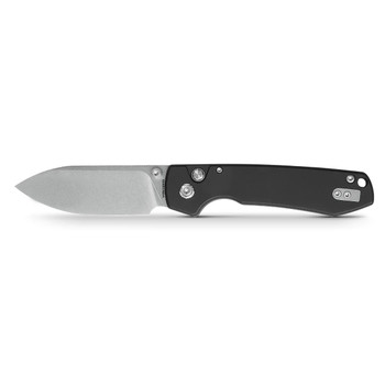 Vosteed Raccoon Button Lock Folding Knife Black Aluminum Handle Nitro-V Drop Point Plain Edge Stonewash Finish A0413