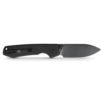 Vosteed Raccoon Button Lock Folding Knife Black Aluminum Handle Nitro-V Drop Point Plain Edge Black Stonewash Finish A0415