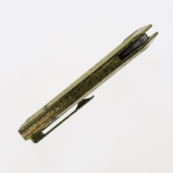 Two Sun Folding Knife Gold Crystallized Titanium Handle M390 Plain Edge TS194-M390-GOLD