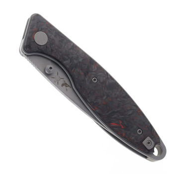 Bastard Venator Folding Knife Red/Black Carbon Fiber Handle N690 Plain Edge Dark Beadblast Finish BK-Ven-RD