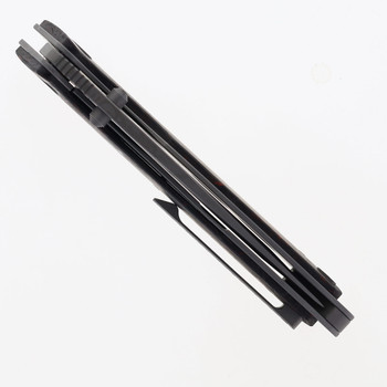 Bastard Venator Folding Knife Red/Black Carbon Fiber Handle N690 Plain Edge Dark Beadblast Finish BK-Ven-RD