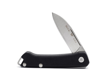 Buck 250 Saunter Folding Knife Black Micarta Handle 154CM Drop Point Plain Edge 250BKS