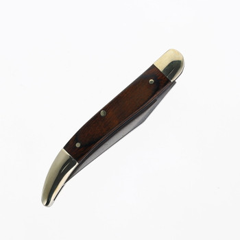 Buck Toothpick Folding Knife Woodgrain Handle 420J2 Clip Point Plain Edge 385BRS