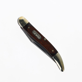 Buck Toothpick Folding Knife Woodgrain Handle 420J2 Clip Point Plain Edge 385BRS