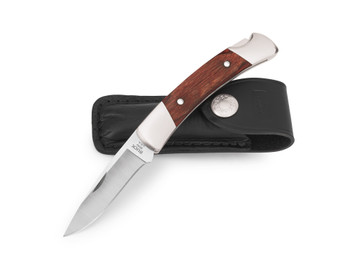 Buck 501 Squire Folding Knife Dymalux Rosewood Handle 420HC Drop Point Plain Edge 501RWS