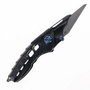 Rike Alien 1 Folding Knife Black Titanium Handle M390 Plain Black Blade