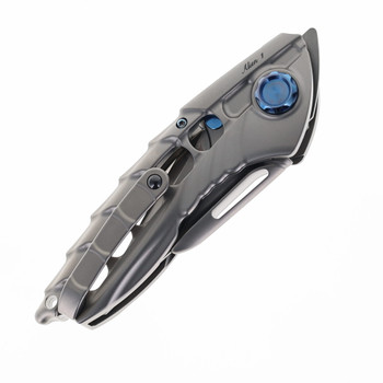 Rike Alien 1 Folding Knife Gray Plain & Serrated Blade Utility Knife Titanium Handle M390