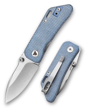Trivisa Bootes-04L Folding Knife Blue Micarta Handle 14C28N Sheepsfoot Plain Edge Stonewash Finish