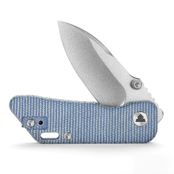 Trivisa Bootes-04L Folding Knife Blue Micarta Handle 14C28N Sheepsfoot Plain Edge Stonewash Finish