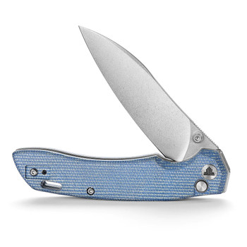 Trivisa Aur-04L Folding Knife Blue Micarta Handle 14C28N Sheepsfoot Plain Edge Stonewash Finish 