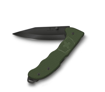 Victorinox Evoke BSH Folding Knife Olive Green Alox Handle Clip Point Plain Black Blade 0.9425.DS24