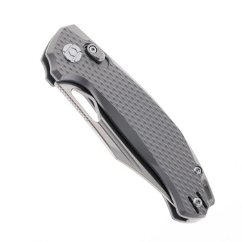 Kunwu Django Folding Knife Bead Blast Gray Diamond Titanium Handle ELMAX Plain Edge Satin Finish X707T-1A