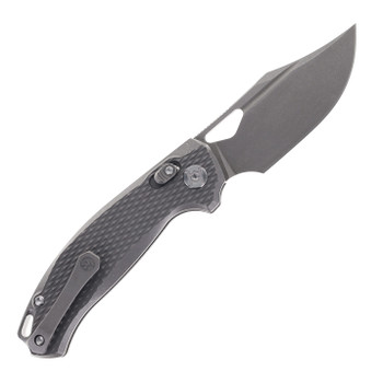 Kunwu Django Folding Knife Stonewash Gray Diamond Titanium Handle ELMAX Plain Edge Stonewash Finish X707T-1S