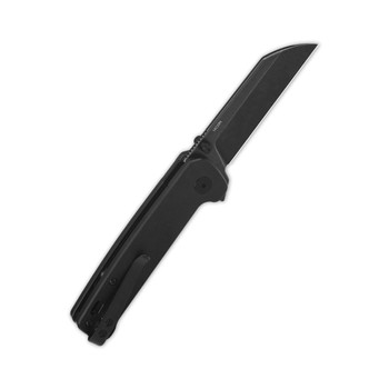 QSP Penguin Button Lock Pocket Knife Black G10 Handle 14C28N Plain Black Blade QS130BL-A2
