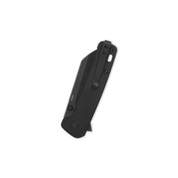 QSP Penguin Button Lock Pocket Knife Black G10 Handle 14C28N Plain Black Blade QS130BL-A2