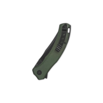 QSP Walrus Liner Lock Folding Knife Green Micarta Handle D2 Plain Black Blade QS151-C2