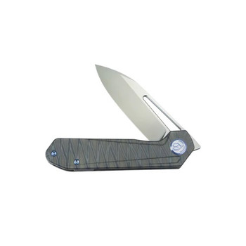 Kubey Royal Frame Lock Folding Knife Flame Titanium Handle M390 Clip Point Plain Edge Sandblast Finish KB321N