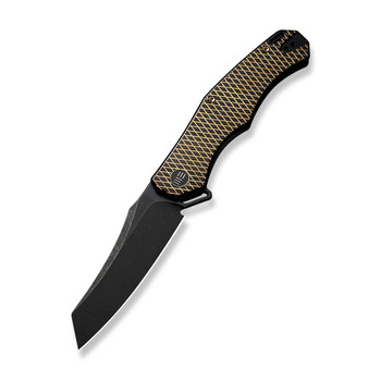 WE RekkeR Folding Knife Gold/Black Titanium Handle 20CV Reverse Tanto Plain Edge Black Stonewash Finish WE22010G-3 WE RekkeR Folding Knife Gold/Black Titanium Handle 20CV Reverse Tanto Plain Edge Black Stonewash Finish WE22010G-3