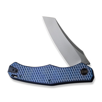 WE RekkeR Folding Knife Blue Titanium Handle 20CV Reverse Tanto Plain Edge Polished Bead Blast Finish WE22010G-4