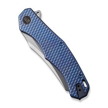WE RekkeR Folding Knife Blue Titanium Handle 20CV Reverse Tanto Plain Edge Polished Bead Blast Finish WE22010G-4