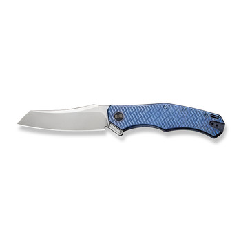 WE RekkeR Folding Knife Blue Titanium Handle 20CV Reverse Tanto Plain Edge Polished Bead Blast Finish WE22010G-4
